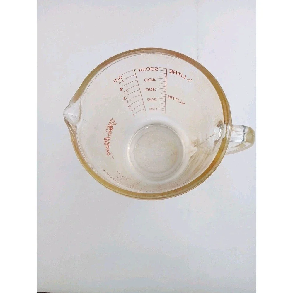 VTG Fire-King #498 2 Cup Glass Measuring Cup D Handle Anchor Hocking USA